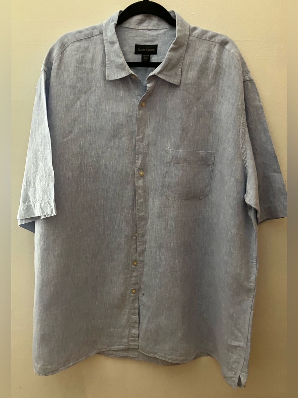 Men's Light Blue Linen Short-Sleeve Shirt